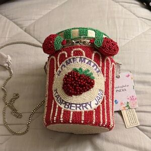 Handcrafted Raspberry Jam Beaded Crossbody Bag